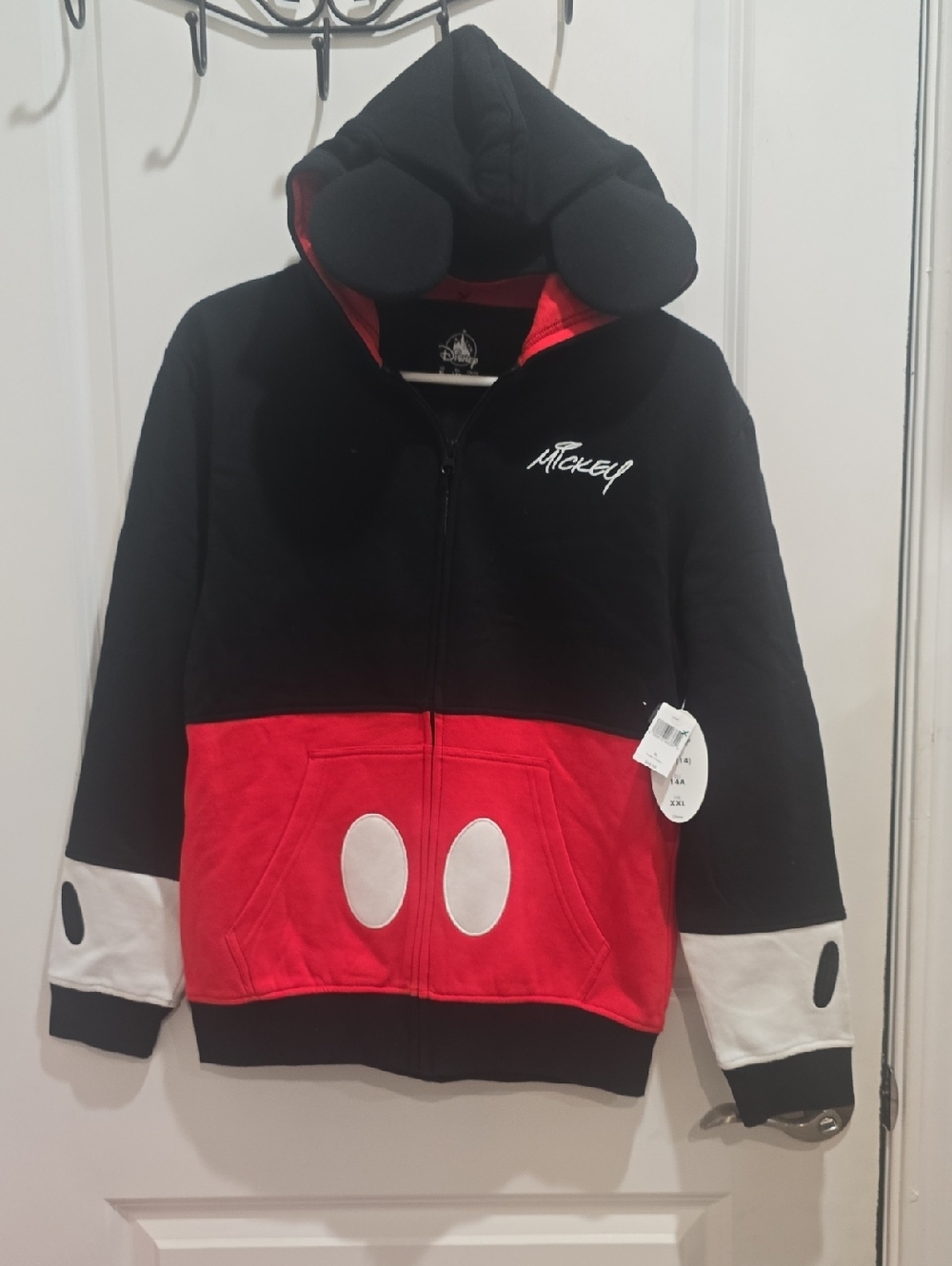 Disney Mickey Mouse Black, Red & White Zip-Up Hoodie with Ears